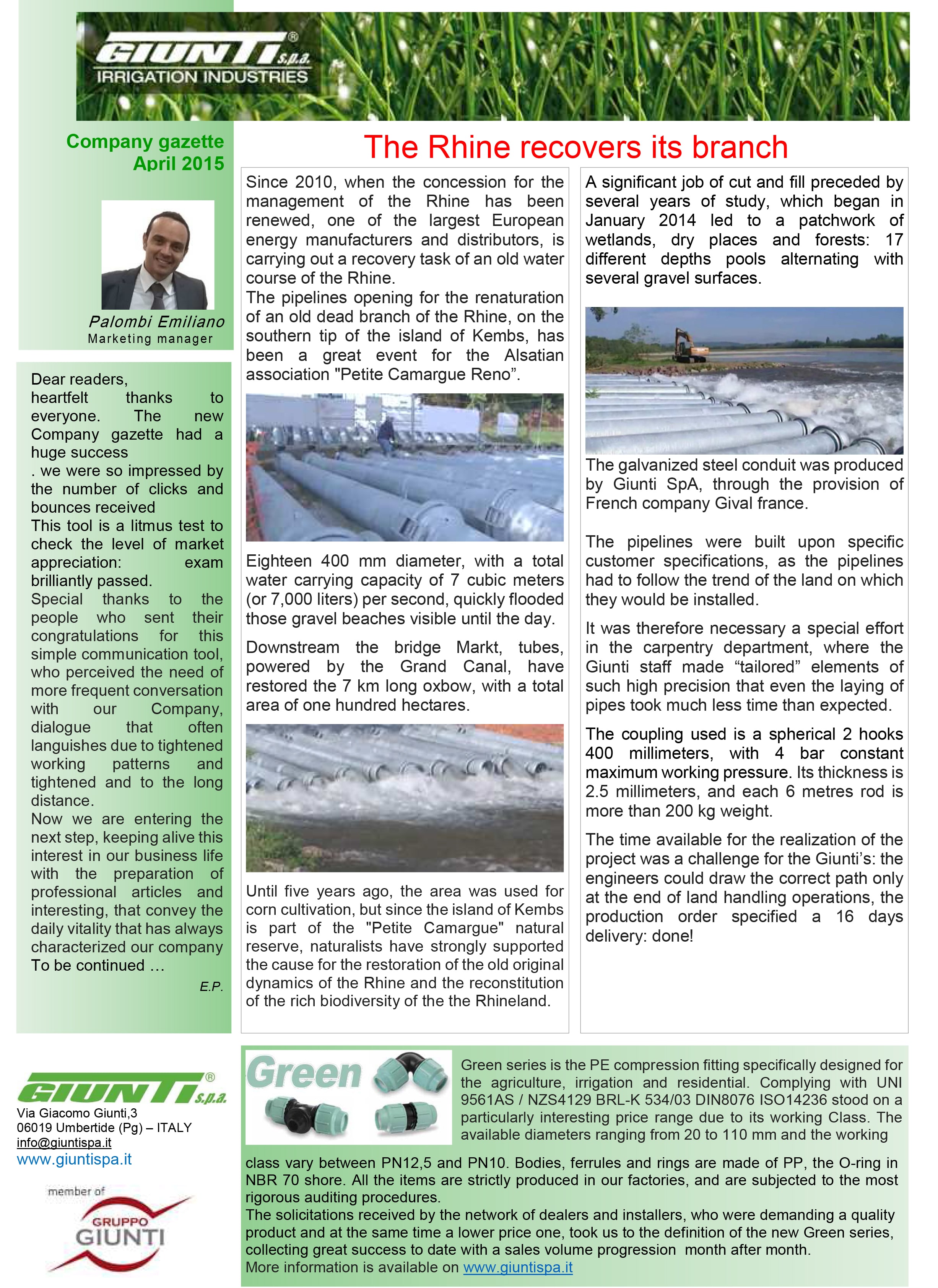 GIUNTI S.p.A. - Newsletter Aprile 2015 - The Rhine recovers its
